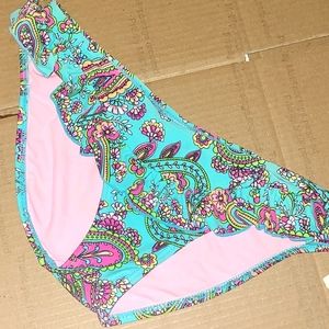Gossip Girl Aqua Paisley Ruffled Bikini Bottom NWT